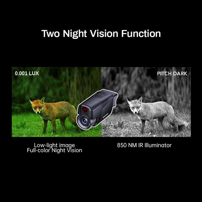 EQUEEN Night Vision Monocular with Full-Color, Digital Night Vision with 1500M Range with 850NM IR, 10X Digital Zoom, 7-Layer Coated Lens, 64GB TF Card, 5H Battery, IPX4 Waterproof for Outdoor Surveillance - Image 2